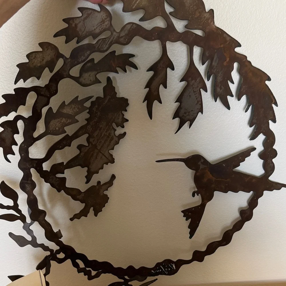 Artistic Hummingbird Metal Wall Decor - Multicolor